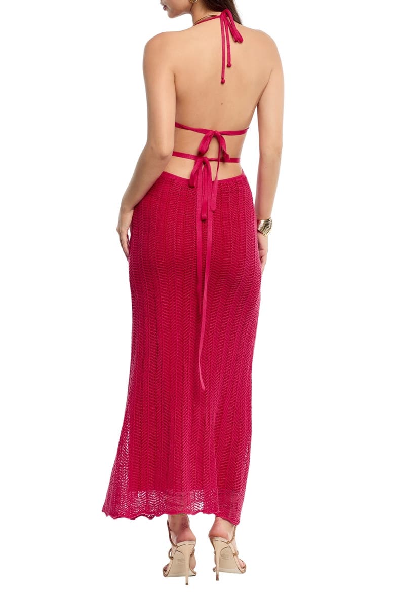 Ariel Crochet Halter Maxi Dress, Alternate, color, RED