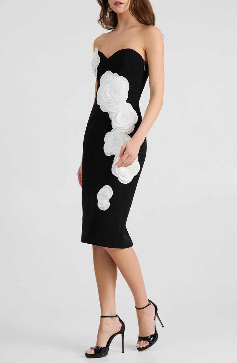 HELSI Kaia Floral Appliqué Strapless Dress, Alternate, color, Black/ Off White