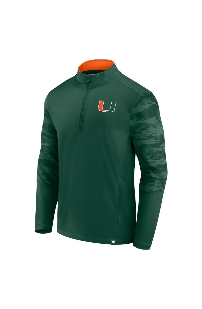 FANATICS Men's Fanatics Branded Green Miami Hurricanes Ringer Quarter-Zip Top, Alternate, color, 