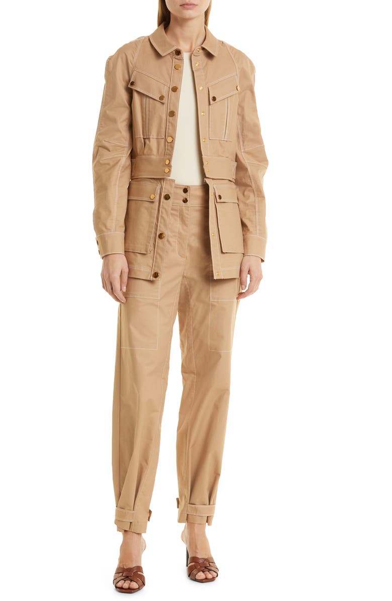 Veronica Beard Jordyn Rib Stretch Cotton Tank, Alternate, color, Limestone