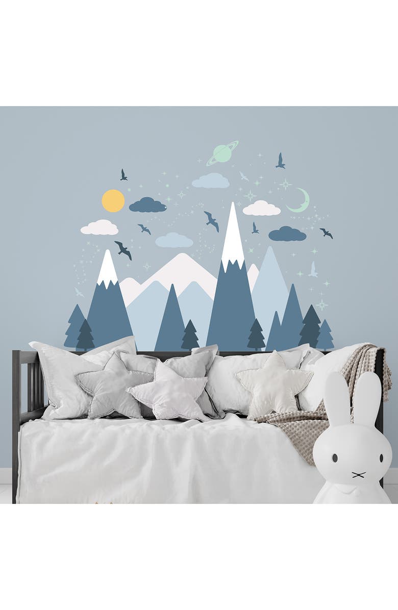 WALPLUS Blue Mountains Under The Glowing Sky Wall Decal Set, Alternate, color, 