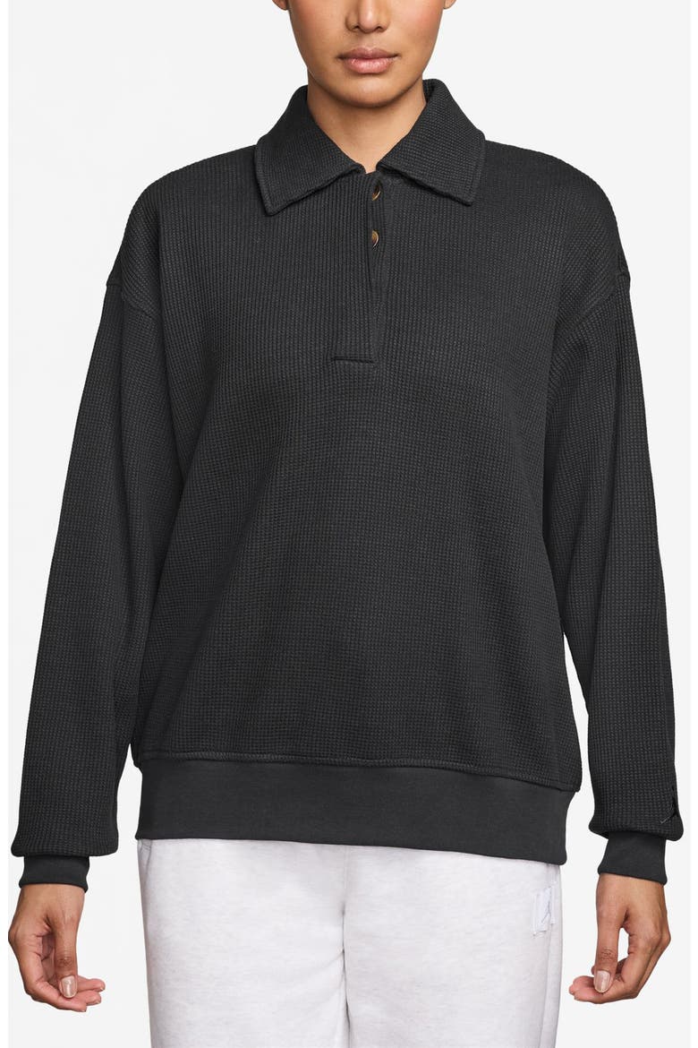 Flight Long Sleeve Waffle Knit Top, Main, color, BLACK