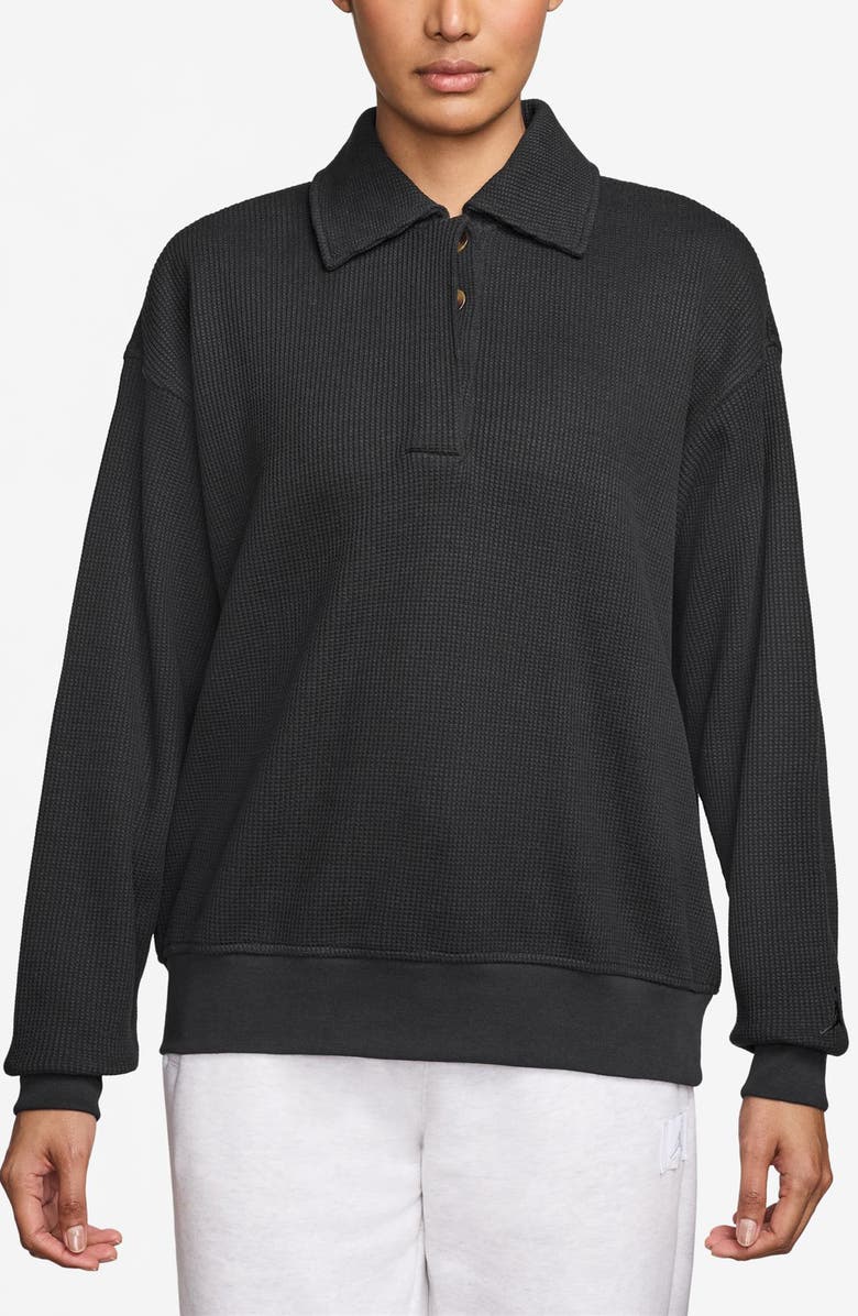 Jordan Flight Long Sleeve Waffle Knit Top, Main, color, Black