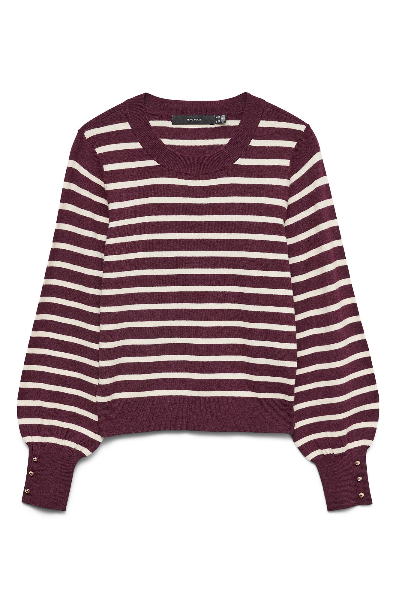 VERO MODA Happy Stripe Button Cuff Sweater