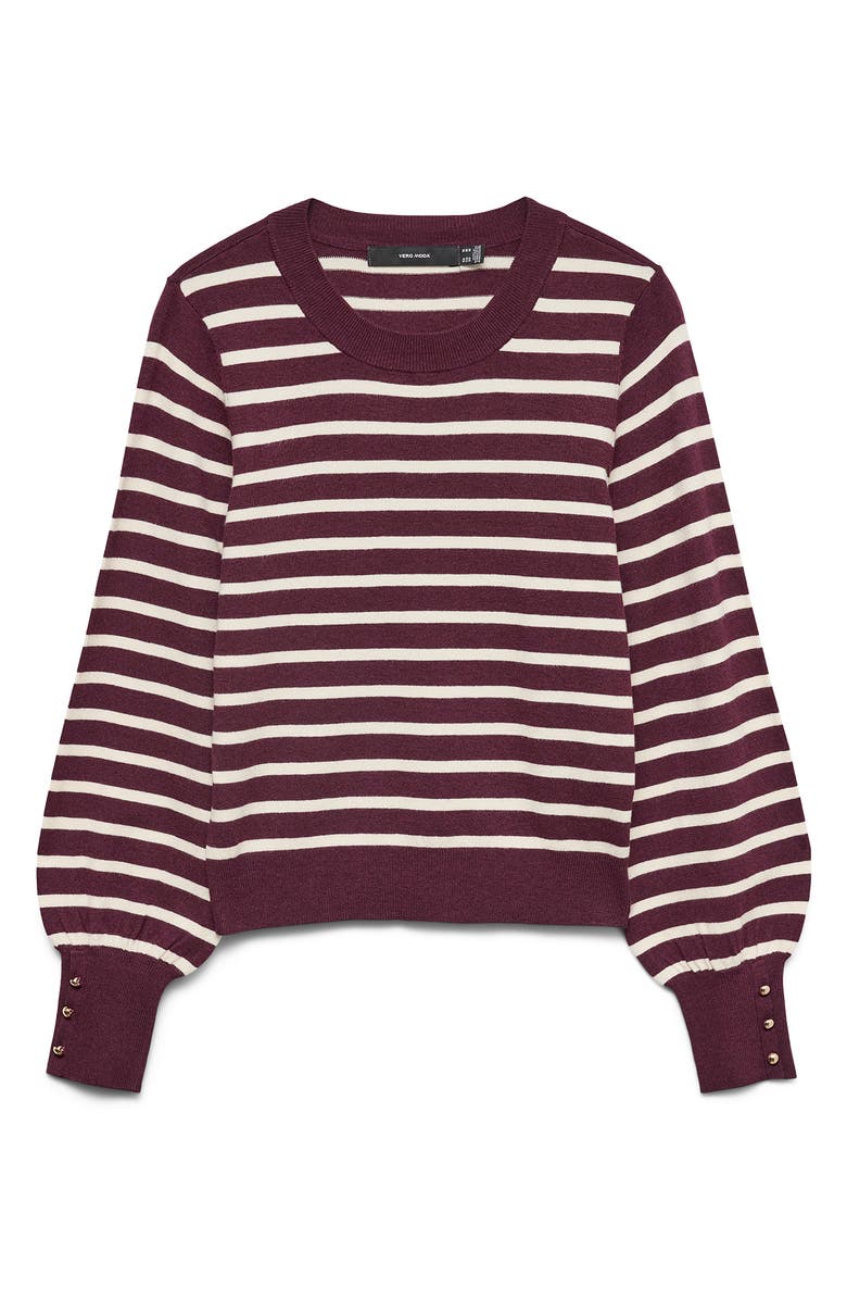 VERO MODA Happy Stripe Button Cuff Sweater, Main, color,