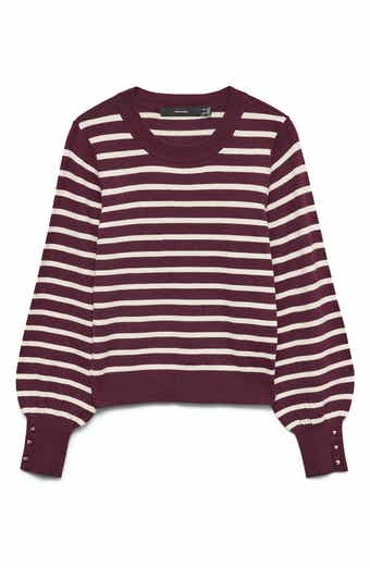 VERO MODA Happy Stripe Button Cuff Sweater