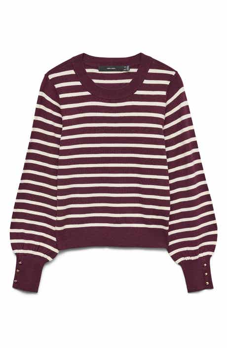 VERO MODA Happy Stripe Button Cuff Sweater