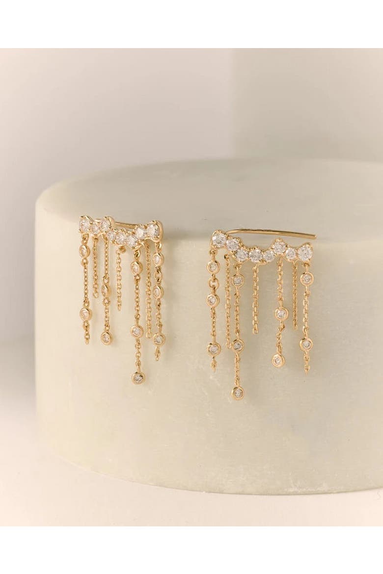 Solid Gold Asteri Lab Grown Diamond Chain Crawler Earrings, Alternate, color, Gold