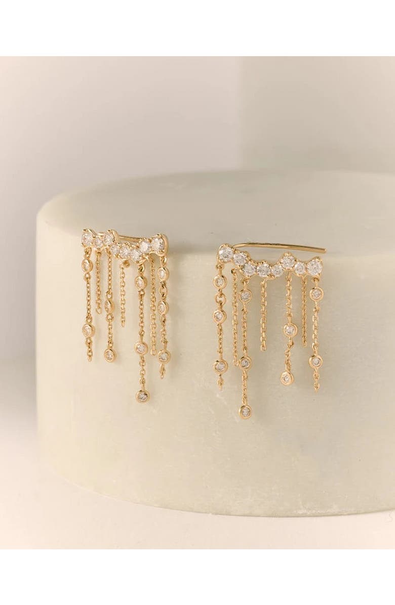 Astley Clarke Solid Gold Asteri Lab Grown Diamond Chain Crawler Earrings, Alternate, color, Gold