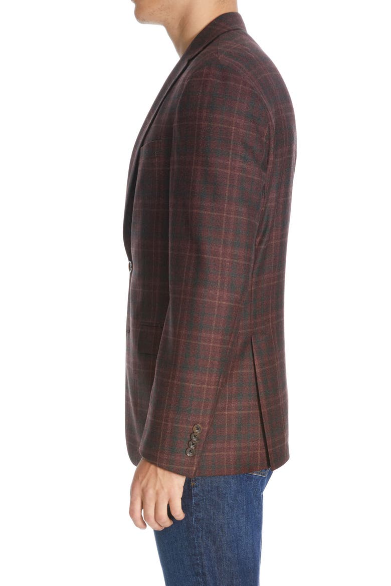 Midland Plaid Wool Sport Coat, Alternate, color, BURGUNDY