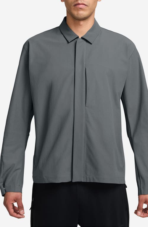 Nike Dri-fit 24.7 Perfectstretch Zip-up Shirt Jacket In Gray
