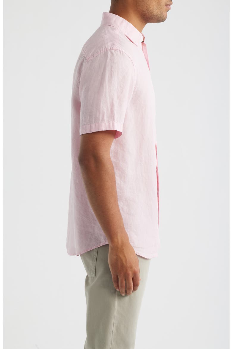 Orson Shaped Fit Short Sleeve Linen Button-Up Shirt, Alternate, color, PINK