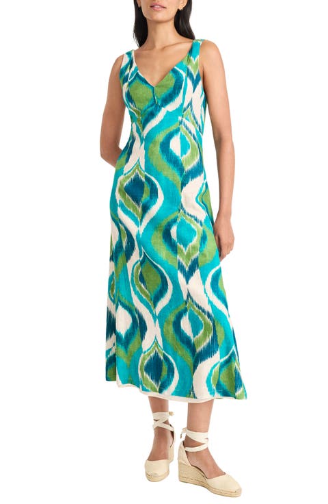 Linen Blend Midi Dress