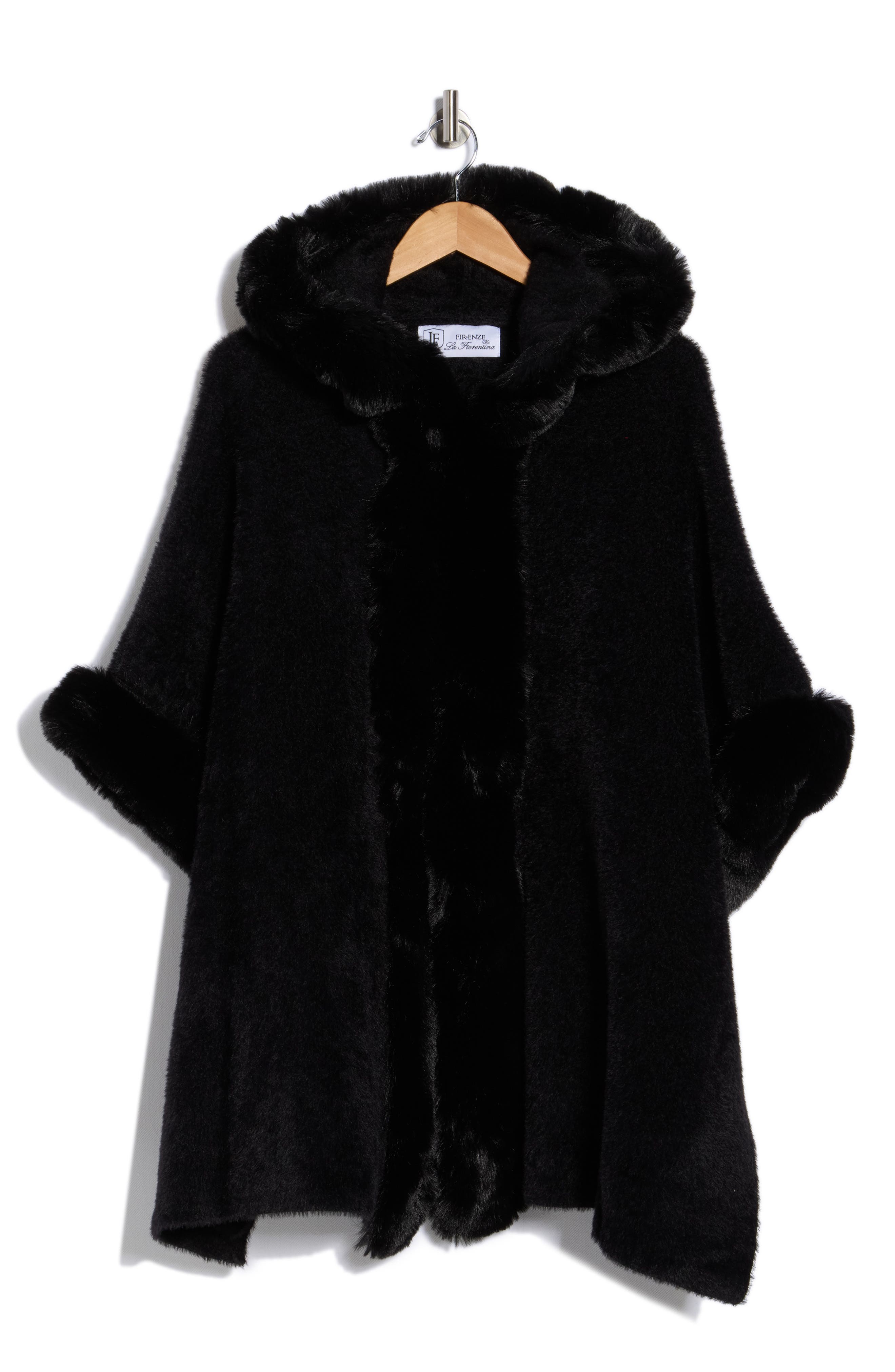La Fiorentina Faux Fur Trim Cape