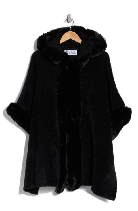 Faux Fur Trim Cape
