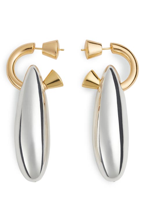 Bottega Veneta Large Oval Earrings In Silver/yellow Gold
