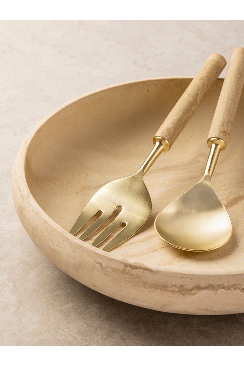 Florence Salad Bowl and Servers, Alternate, color, Beige
