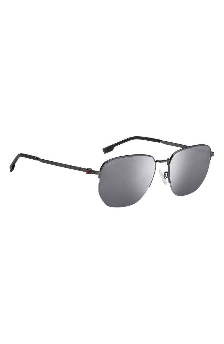 BOSS 57mm Rectangular Sunglasses, Alternate, color, Matte Dark Ruthenium