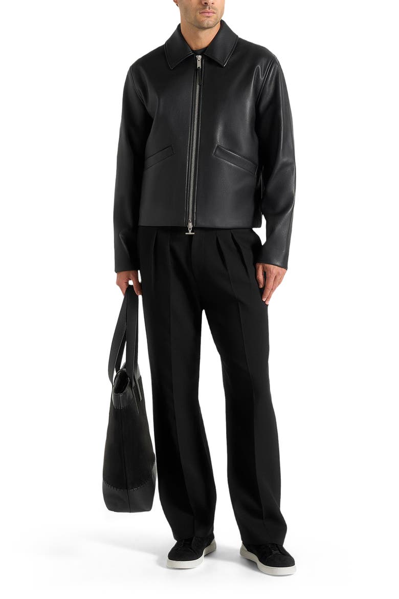 Yves Minimal Leather Jacket, Alternate, color, Black