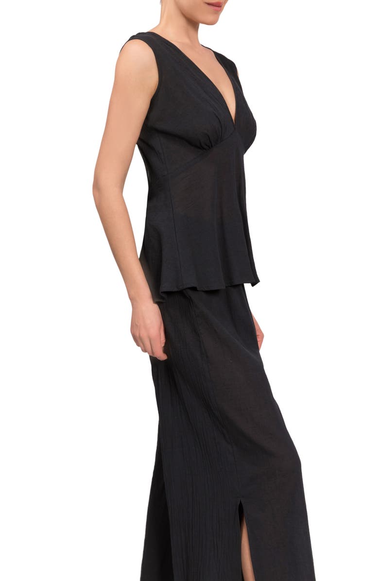 Everyday Ritual Deep V Wide Leg Pajamas, Alternate, color, Black