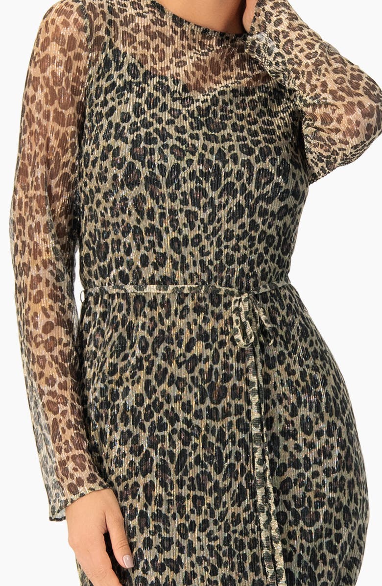 IVONNE Long See-Though Animal Print Dress, Alternate, color, Multicolor