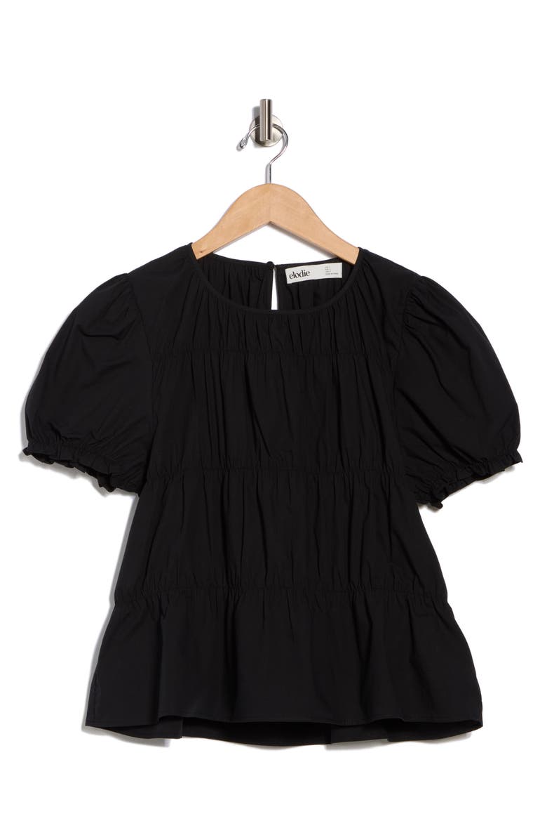 Elodie Shirred Puff Sleeve Poplin Top, Alternate, color,