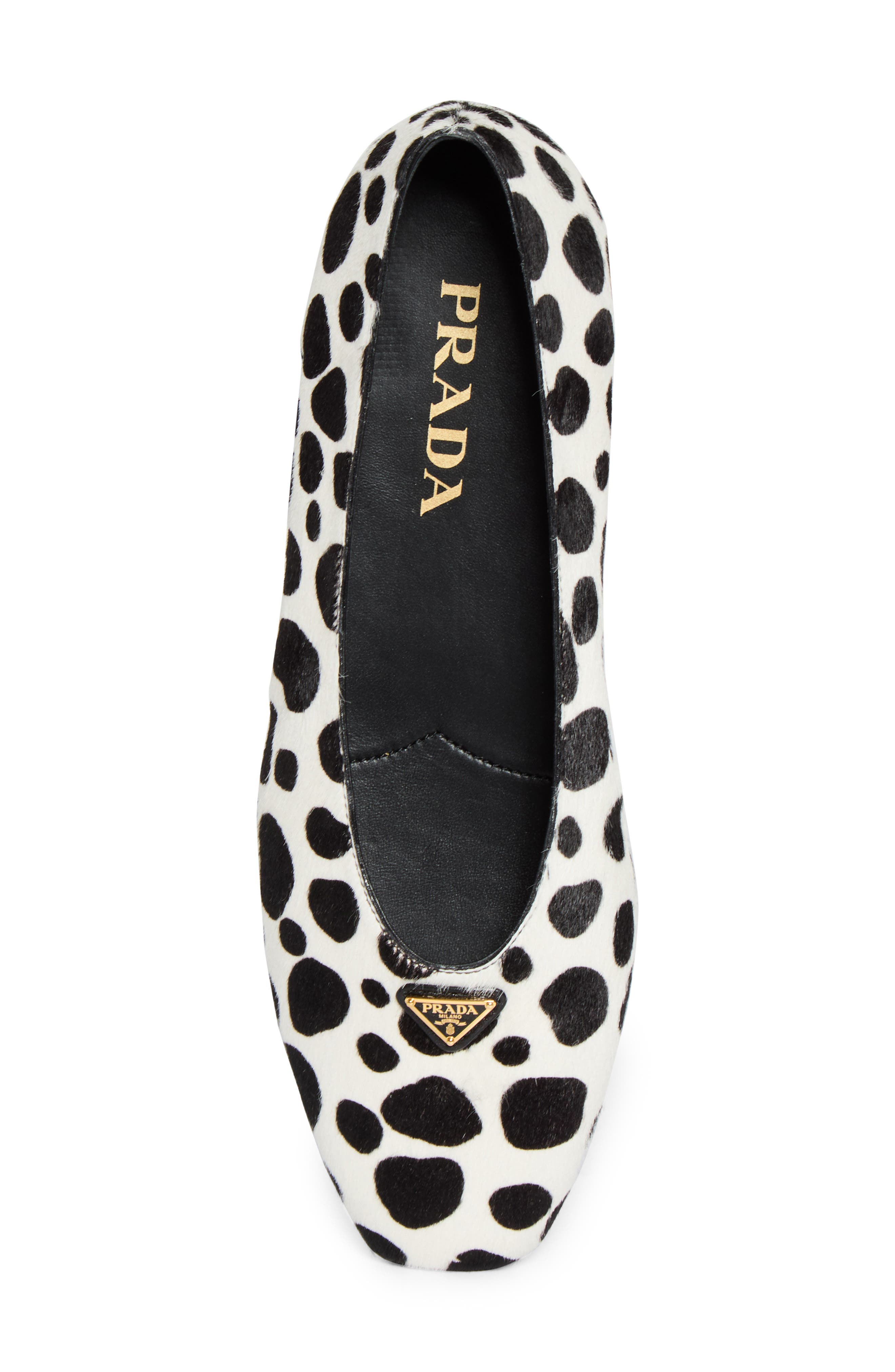 Dalmation Genuine Calf Hair Ballerina Flat, Alternate, color, BIANCO/ NERO