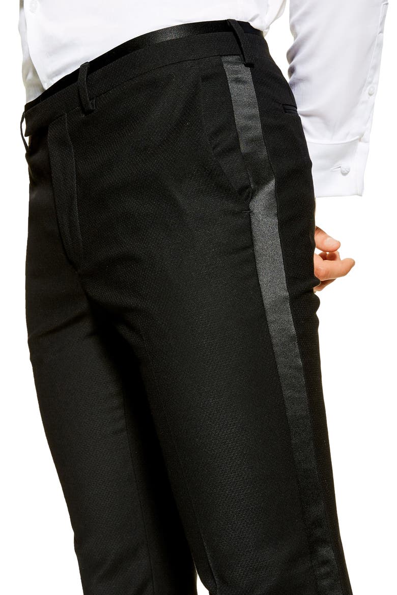 Skinny Fit Tuxedo Trousers, Alternate, color, BLACK