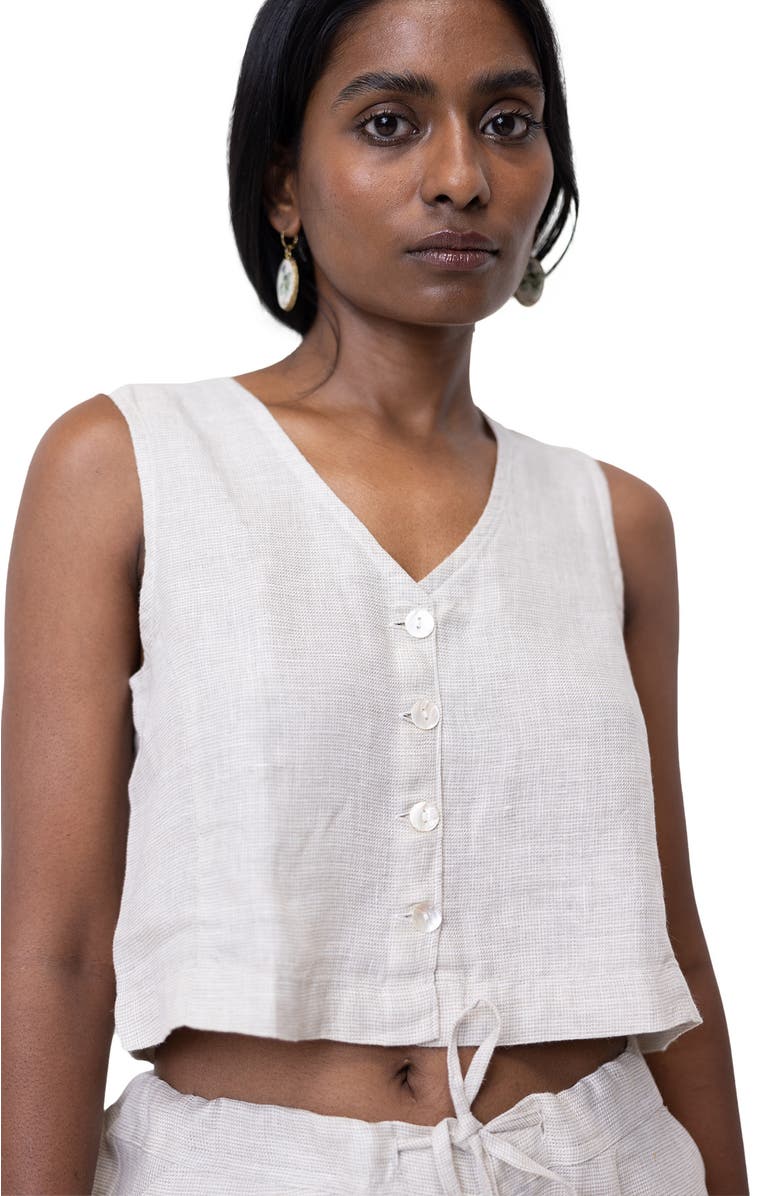 Reistor Linen Cropped Vest Set, Alternate, color, 