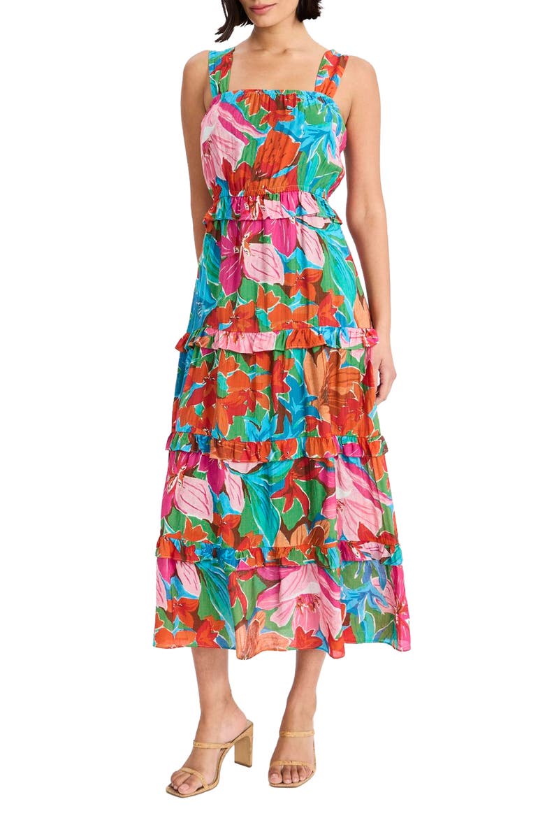 Floral Midi Sundress, Alternate, color, KELLY GREEN/ FUCHSIA