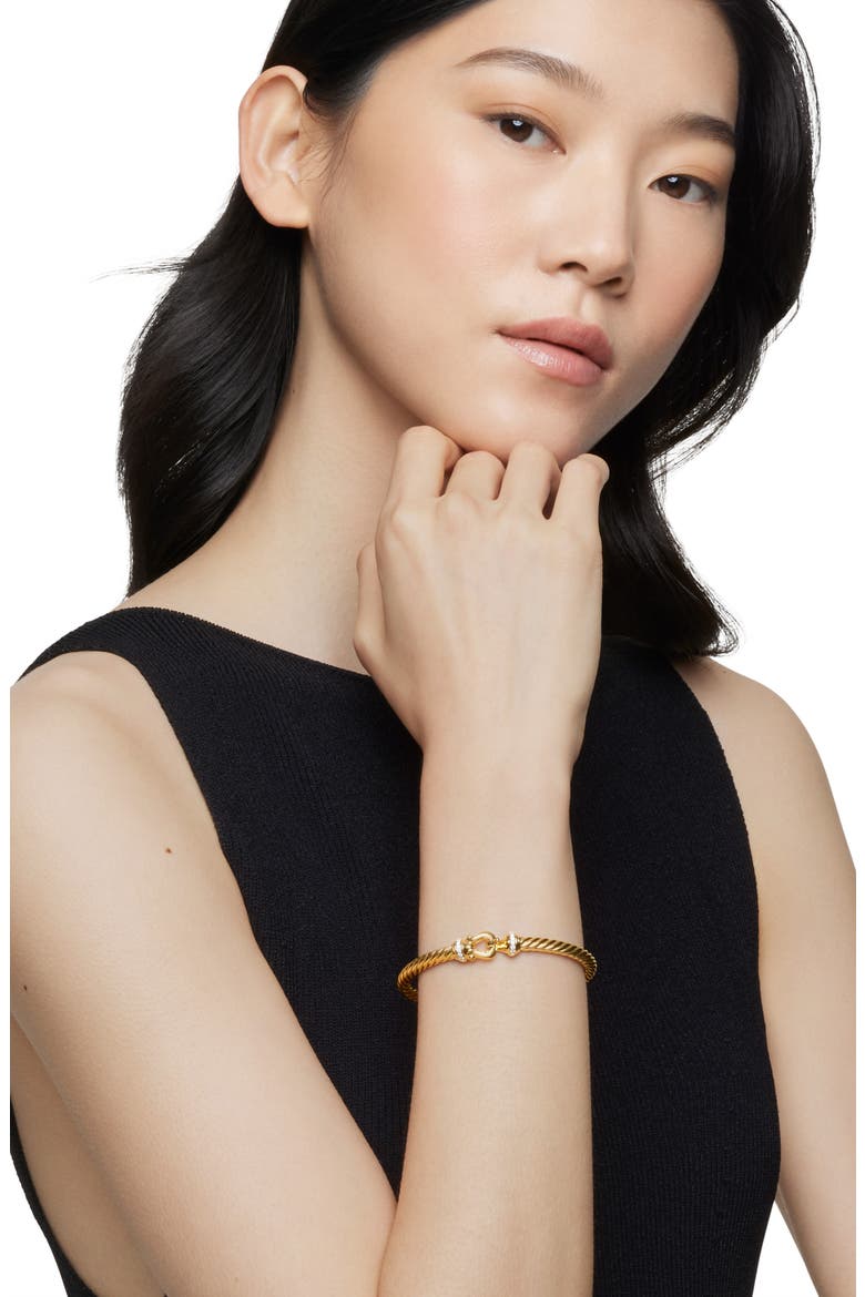 Cable Buckle Bracelet with Diamonds, Alternate, color, GOLD/ DIAMOND