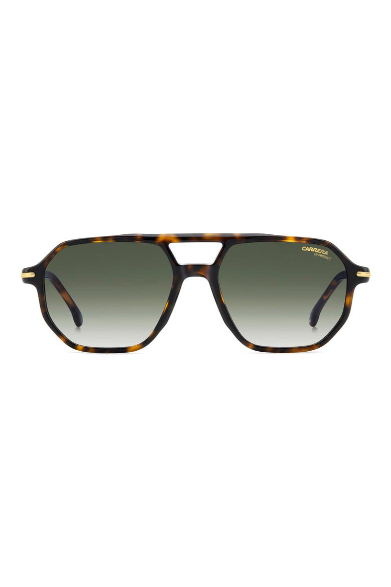 Carrera 54mm Rectangular Sunglasses, Main, color, HAVANA GOLD/ GREEN SHADED