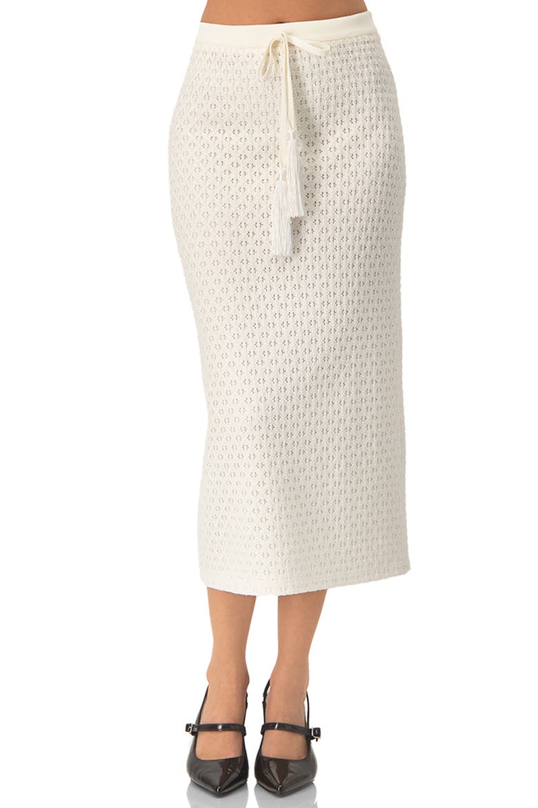 Knit Midi Skirt with Tassel Tie Waist, Main, color, Natural