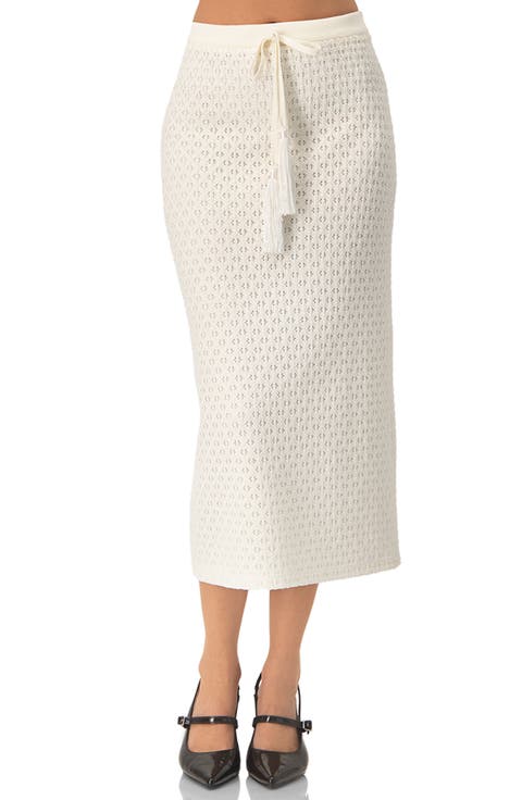 Knit Midi Skirt with Tassel Tie Waist