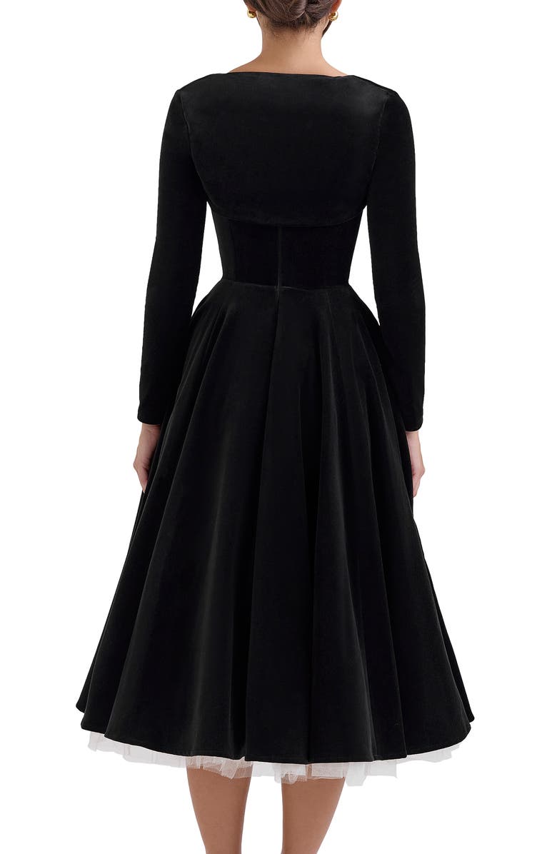HOUSE OF CB Mademoiselle Long Sleeve Midi Cocktail Dress, Alternate, color, Black