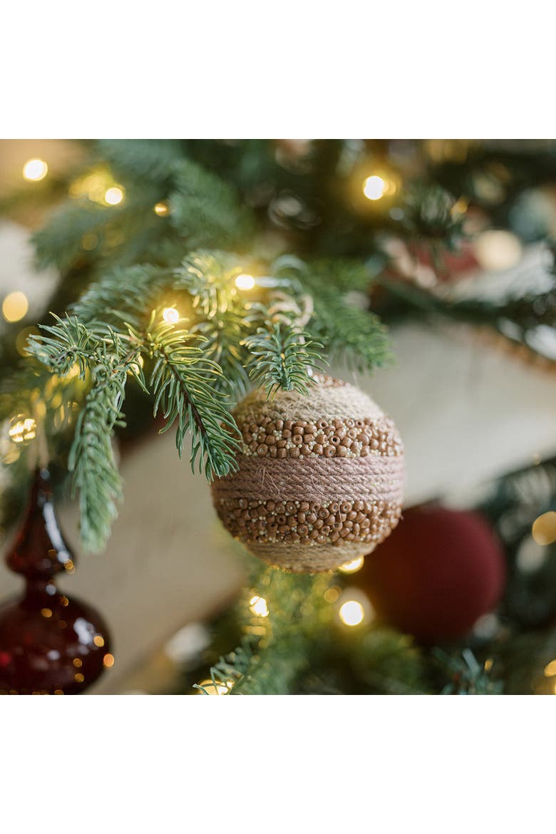 Shimmery, Round Jute Christmas Ornaments, Alternate, color, Earth tones