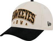 New Era Men's New Era Black/Cream Iowa Hawkeyes Arch Two-Tone Corduroy 9FORTY A-Frame Adjustable Hat