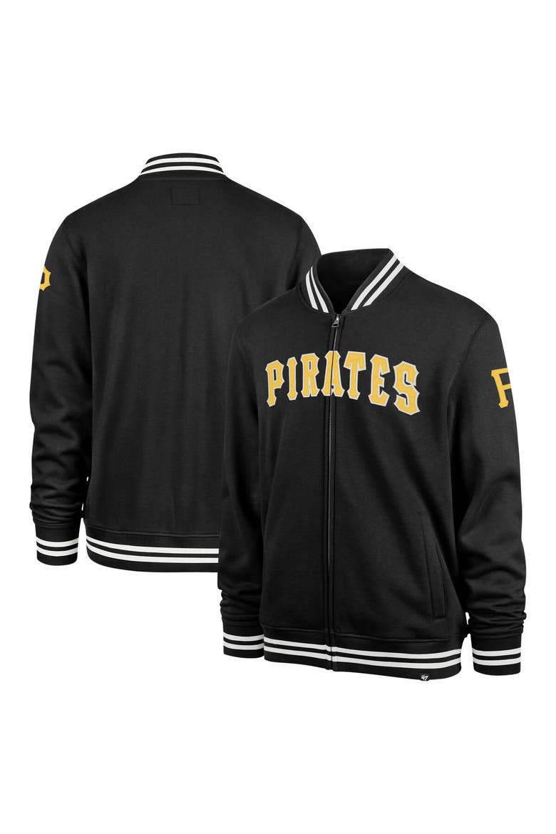 Men's '47 Black Pittsburgh Pirates Wax Pack Pro Camden Full-Zip Track Jacket, Main, color, Black