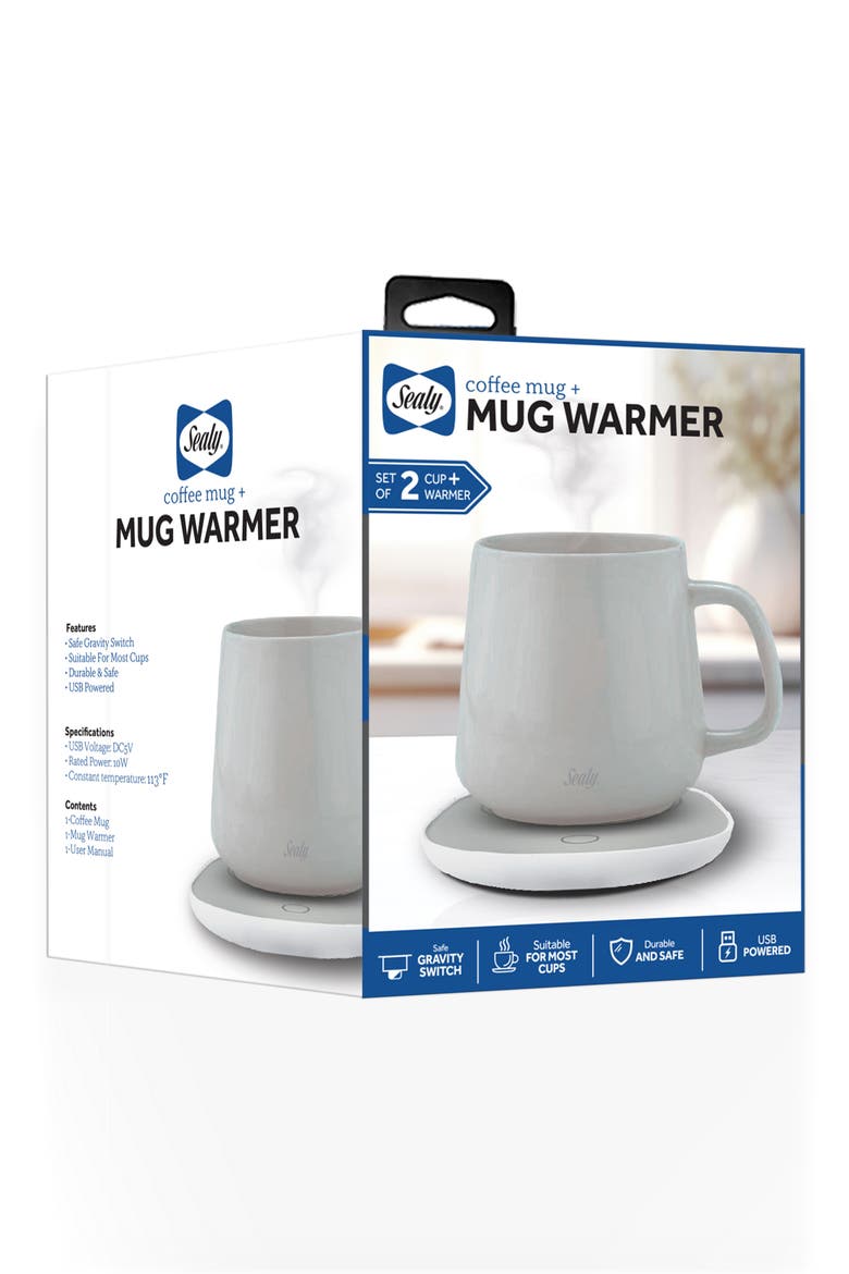 Coffee Mug & Warmer Pad Set, Main, color, WHITE