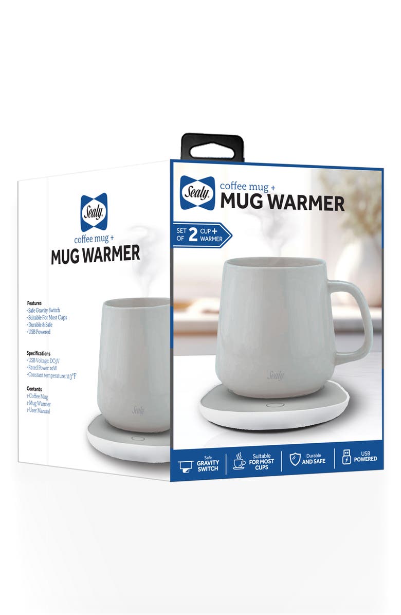 BYTECH Coffee Mug & Warmer Pad Set, Main, color, White