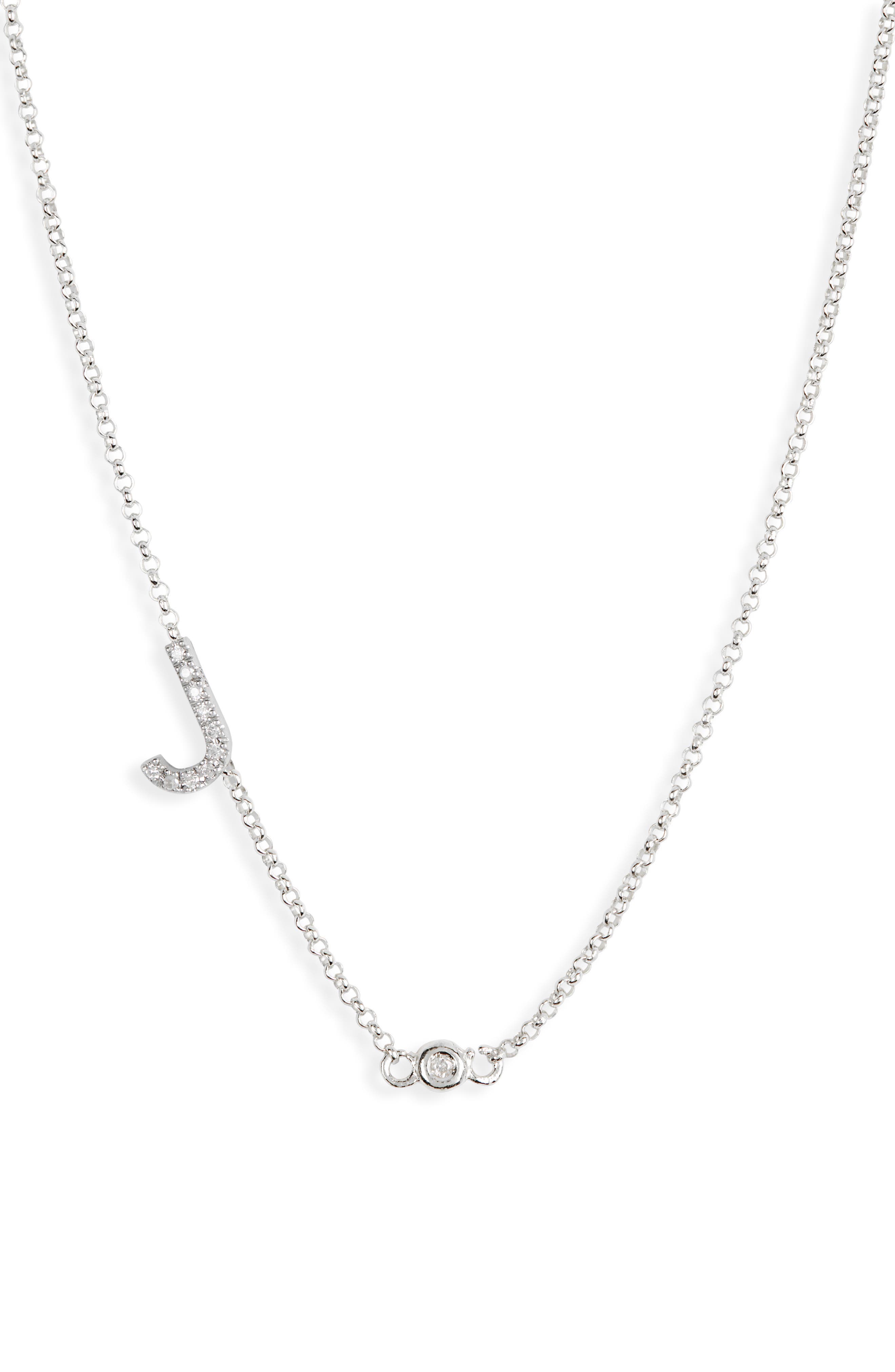 MESHMERISE Bezel Diamond Initial Chain Necklace - 0.2ct.