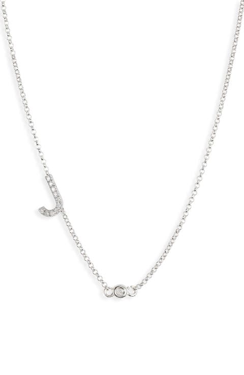 Bezel Diamond Initial Chain Necklace - 0.2ct.