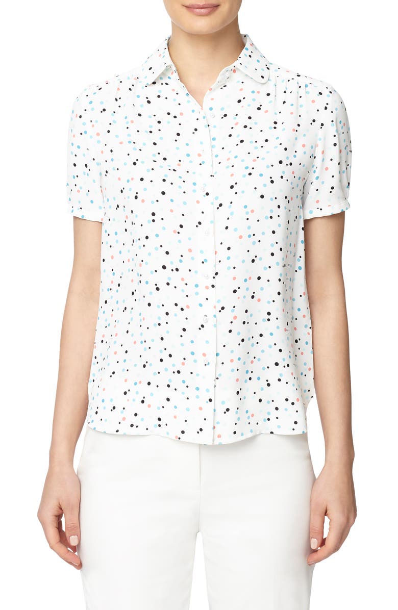Anne Klein Dot Print Peter Pan Collar Blouse, Main, color, 