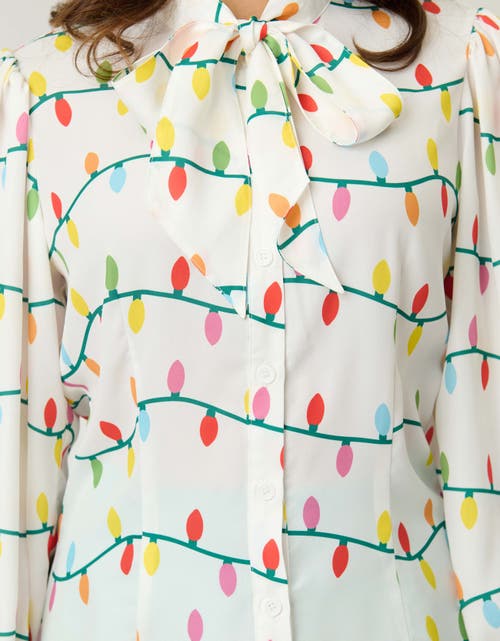 Unique Vintage Long Sleeve Neck Tie Gwen Blouse In Multi