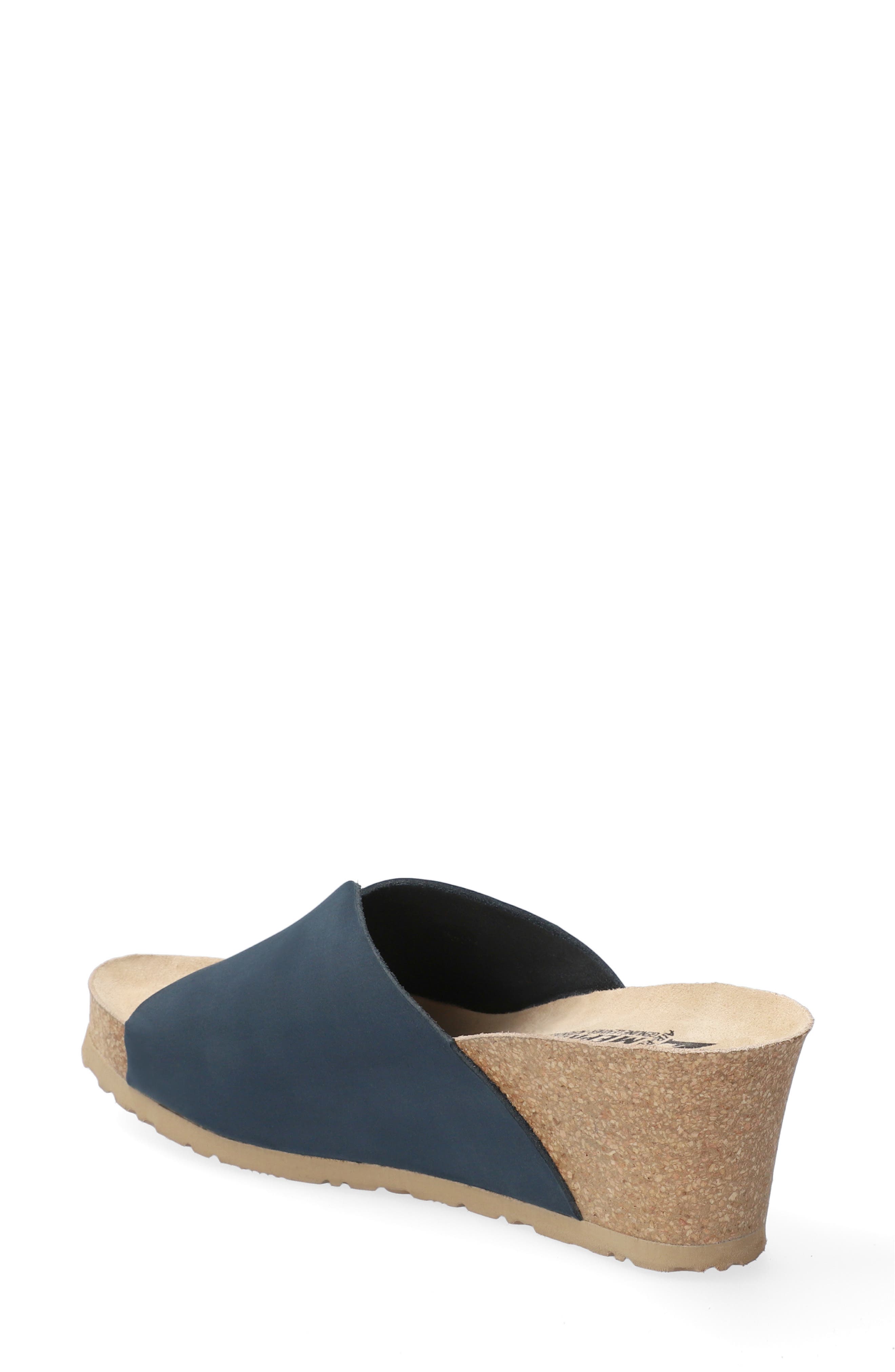 Lisane Wedge Slide Sandal, Alternate, color, NAVY NUBUCK LEATHER