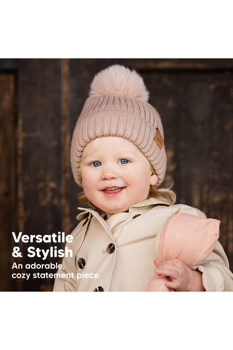 2-Pack Pom Knitted Beanie, Alternate, color, Fawn