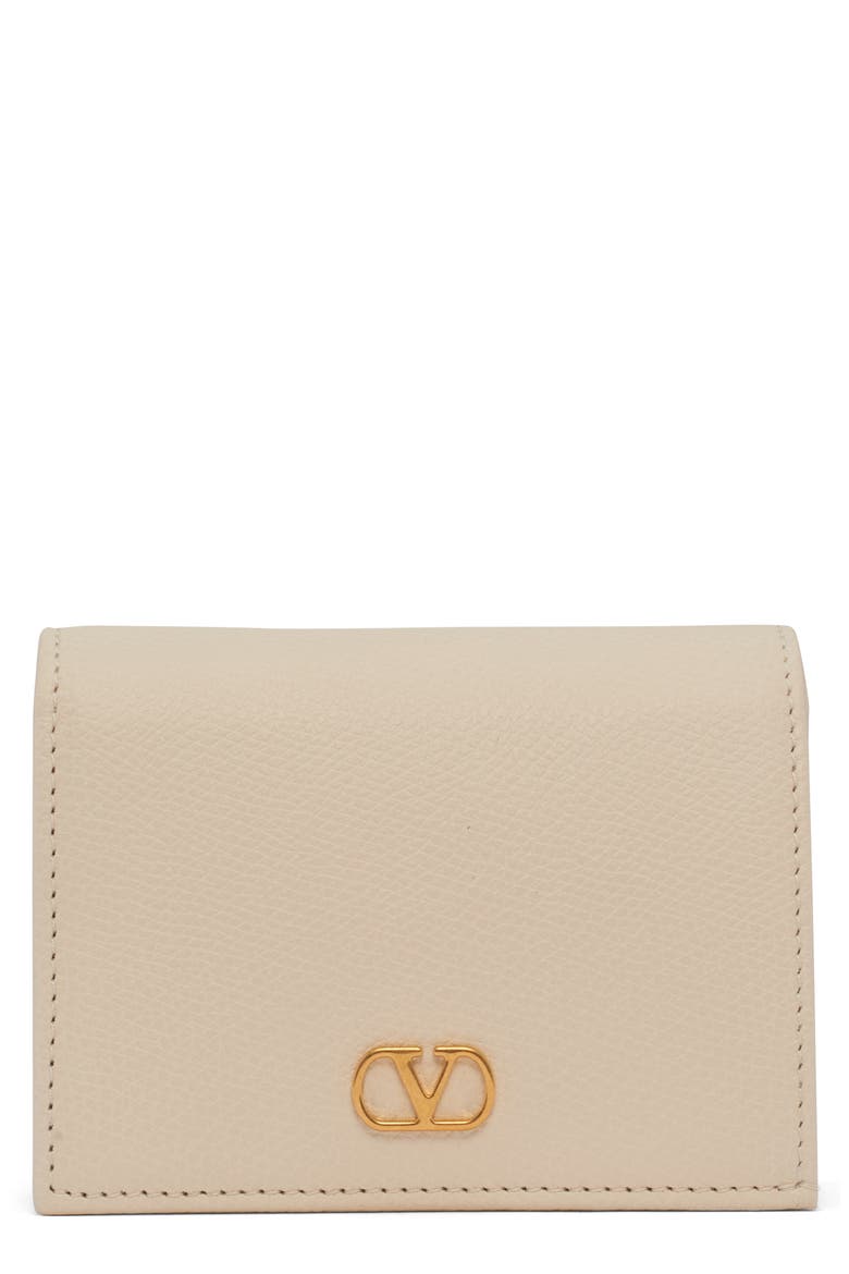 VLOGO Signature Leather Wallet, Main, color, LIGHT IVORY