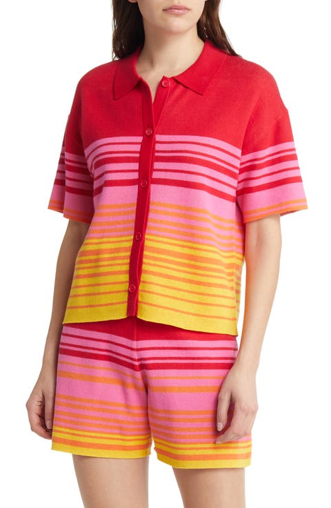 Sunset Stripe Polo Sweater