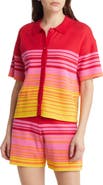 Monrow Sunset Stripe Polo Sweater