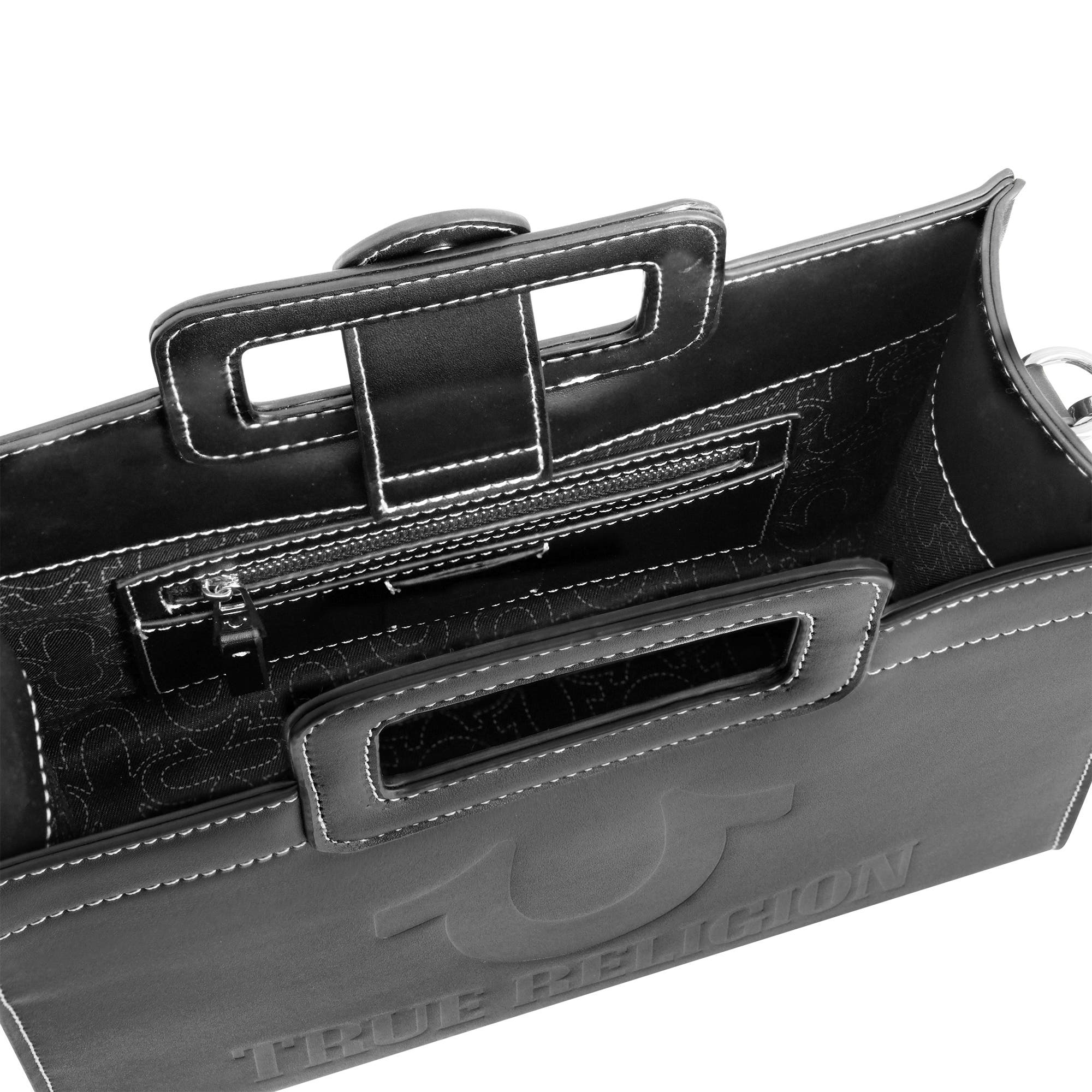 True Religion Horseshoe Motif Medium Modern Tote, Alternate, color, Black